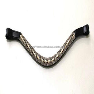 Personnalisé 5 Rangées de Cristaux et Perles Décorées Forme de Vague Épaisse Selle en Cuir Cheval Sourcils Bande pour Bride en Plein Cob Tailles - Product Image 4