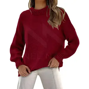 2024 OEM logotipo personalizado suéter de talla grande sudaderas para correr cuello redondo suéter de punto liso transpirable para unisex - Product Image 1