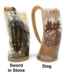 Mug en corne de bœuf fait à la main |   Vaisselle authentique pour boire de la bière viking - Product Image 1