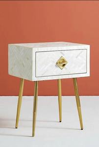 Mueble de Noche Cuadrado Moderno con Incrustaciones de Hueso Hecho a Mano por Artesanos, Personalizable, con Diseño Floral Geométrico Elegante y Duradero - Product Image 6