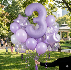 Globo Gigante de Número 3 en Color Lila de 40 Pulgadas - Globo Morado Pastel de 100 cm para Decoración de Fiestas de Cumpleaños y Eventos de Aniversario España - Product Image 1