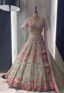 Exclusivo diseñador festivo nupcial semicosido Lehenga colección Rajasthani de talla grande Lehenga Choli bodas hecho vestido de red - Product Image 3