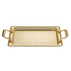 Bandeja de Servicio de Metal con Diseño en Relieve y Asa Floral, Forma Rectangular, para Servir Aperitivos, para el Hogar, Hotel, Suministros - Product Image 1