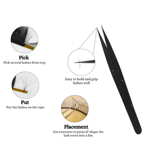 ที่หนีบขนตาสีดำแบบปลายแหลมอุปกรณ์เสริมความงามทำจากสเตนเลสสตีลออกแบบโลโก้ได้ตามต้องการ - Product Image 6