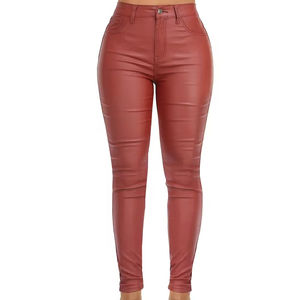 Pantalones de cuero de diseño personalizado de alta calidad para mujer Pantalones de cuero de invierno de alta calidad para mujer con estilo frontal plano Nuevo diseño - Product Image 6