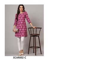 Fabrication indienne pour femmes Kurti ethnique en coton rayonne doux et léger pour le bureau ou se réunir disponibles à bon prix - Product Image 3