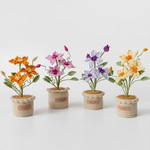 Crochet Artificial <b>Flower</b> Car Decoration Snowflake Line Clematis Wool Plant Potted <b>Display</b> Handmade Bonsai New House Home Born - Product Image 5