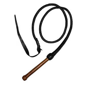 Fouet de cavalier en cuir Bull Rider, 7 pieds de long, fouet noir avec manche en bois robuste, fouet de cheval robuste, entraînement équestre - Product Image 3