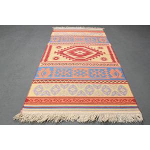 พรมวินเทจขนาดเล็ก 2.6x4.6 ฟุต พรมตุรกี สีแดงน้ำเงิน ลายต้นไม้และพืช พรมขนสัตว์ - Product Image 2