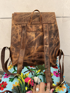 Mochila De Cuero crujido hecha a mano, morral escolar multiusos - Product Image 5