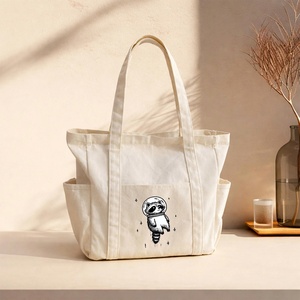 Bolsa de Lona Truong Gia con 3 Compartimentos, Cierre de Cremallera, Diseño Estampado de Mapache, Bolsa de Compras Resistente para Todas las Temporadas - Product Image 4
