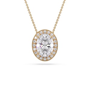 Colgante de Diamante Ovalado de Moda con Halo Simple, Diamante Cultivado en Laboratorio de 0.50 Ct en Platino, Regalo de Aniversario de Bodas - Product Image 2
