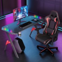 Table de bureau d'ordinateur de jeu à LED de conception professionnelle bureau de jeu PC en métal durable avec support d'extension