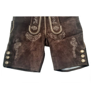 Lederhosen บาวาเรียแท้ใหม่เสื้อผ้าแบบดั้งเดิมของผู้ชายที่ทำจากหนังแท้ที่มีรูปแบบการตกแต่งที่เป็นของแข็ง - Product Image 2