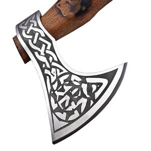 Hacha forjada Damasco hecha a mano con acero de alto carbono y mango de madera inoxidable - Product Image 3