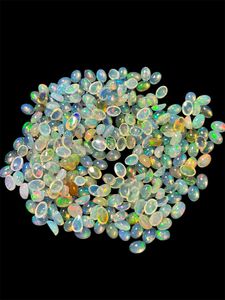 White Natural Ethiopian Opal Gemstone 5x7mm Oval Cut Loose Calibrated Cabochon Color <b>Play</b>/Fire Third Party Certified for Jewelry - Product Image 4