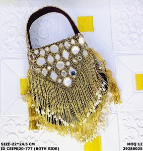 Bolsos Potli de Diseño para Novias, con Cuentas, Patrón Sólido, Capacidad de 1-1.9L, Multifuncionales, para Fiestas Nocturnas, Ring Craftstages International - Product Image 4