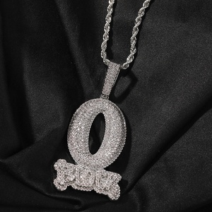 Hip Hop Rapper Jewelry Iced Out Letter <strong>Pendant</strong> Necklace Fully Lab Diamond O BLOCK Gold <strong>Silver</strong> Plated Charm <strong>Pendant</strong> for <strong>Men</strong> Women - Product Image 5