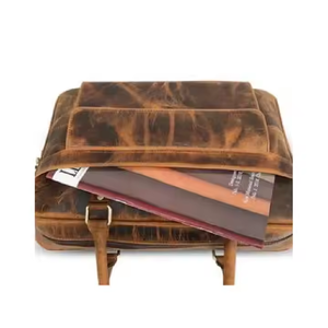 Sacs à main de bureau en cuir Hunter personnalisables pour hommes, sac à main à double sangle et sac à bandoulière avec fermeture à glissière - Product Image 2