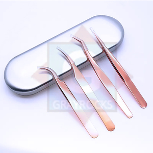 Ensemble de pinces à épiler personnalisées en acier inoxydable Pince à épiler pour extensions de cils Volume personnalisé - Product Image 1