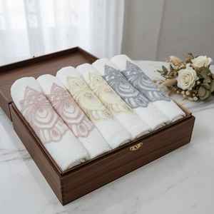 Lot de 6 serviettes de toilette en coton turc 100 %, séchage rapide, respirantes, super douces, 50x70cm, 390 GSM, emballées en boîte - Product Image 1