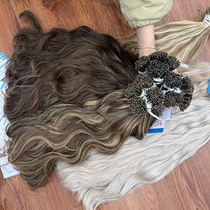 Fournisseur de premier plan, extensions de cheveux humains 100% vietnamiens, naturelles, ondulées, couleur piano, pointes en I, douces et soyeuses - Product Image 3