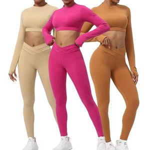 Nouvelle Collection 2025 – Ensemble de Yoga 2 Pièces Uni pour Femme, Qualité Supérieure, Respirant, Tenue de Fitness, Logo Personnalisé, Service OEM, Vente Flash, Grandes Tailles - Product Image 5