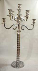 Candelabros de 5 luces de estilo moderno de lujo niquelado de aluminio elegante centro de mesa de boda candelabros de Metal al por mayor de fábrica directa - Product Image 2