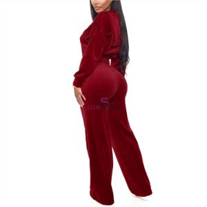 Survêtement en velours pour femme Logo personnalisé Survêtement en velours Survêtement de jogging Survêtement en velours pour femme 2026 - Product Image 4