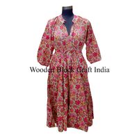 Robe décontractée pour femme Club A-Line à imprimé floral, en coton, grande taille, respirante, écologique, sexy, taille naturelle, manches bouffantes, pour l'été