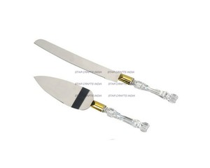 ชุดมีดหั่นเค้กสแตนเลสสตีลและเรซินสุดหรูพร้อมอุปกรณ์ขัดผิวด้านสำหรับเสิร์ฟเค้ก - Product Image 3