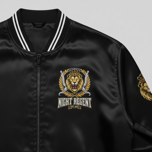 Chaqueta Bomber de Satén Extra Grande con Cuello Alto Estilo Vintage Personalizada, 100% Seda Ecológica Unisex para Invierno - Product Image 5