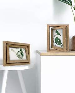 Rotating Floating Picture <b>Frame</b>, <b>4x6</b>, Set of 2, Wooden Double Sided <b>Frame</b>, Fits Vertical or Horizontal Photos, Rustic Tabletop - Product Image 4