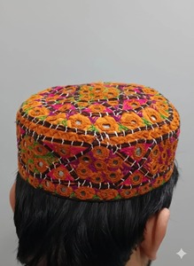 Mens Afghani Traditional Pashtun <b>Cap</b> Handmade Ethnic Cultural Islamic Headwear Vintage Embroidery Lace Formal Prayer Daily Wear - Product Image 2