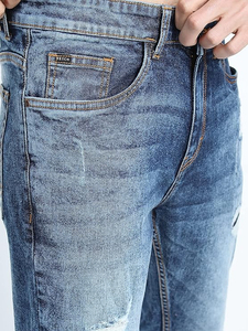 Nuevos pantalones desgastados de alta calidad para hombre, pantalones vaqueros azules con estampado personalizado para hombre, pantalones vaqueros de calle de talla grande, ajustados y personalizados - Product Image 5