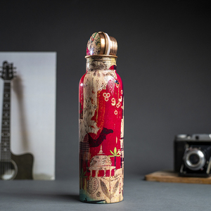 ขวดน้ำทองแดงบริสุทธิ์กันรั่วดีไซน์แฟนซีขวดน้ำทองแดงสำหรับใช้ในสำนักงานและอายุรเวทประโยชน์ต่อสุขภาพ - Product Image 6