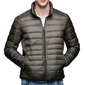 Men's Fashion Puffer <b>Jacket</b> with Custom Logo Plus Size <b>Waterproof</b> Breathable Cotton <b>Winter</b> Stand Collar Single Button Closure - Product Image 4