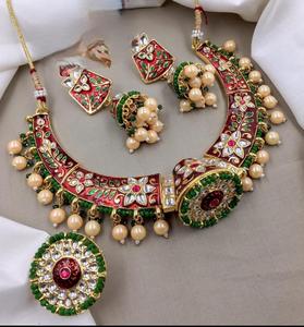 Conception élégante traditionnelle de collier de mariée Kundan lourd ensemble tour de cou pour femmes filles pour les fonctions de mariage - Product Image 2