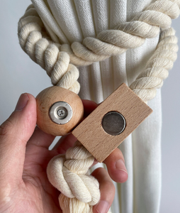 Cotton Curtain Ties, Magnet Solid Wood Ties, Curtain Ties, Home Decor. - Product Image 2