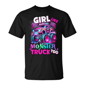 Camiseta Rosa de Monster Truck para Mujer, Regalo Promocional para Niñas con un Divertido Diseño de Camioneta - Product Image 2
