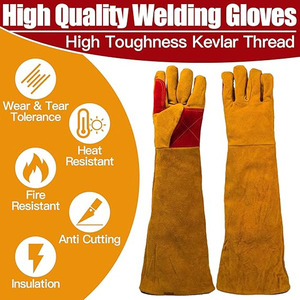 Guantes de seguridad industrial de alta resistencia de calidad superior Retardante de llama reforzado de cuero de vaca para soldar Lucha contra incendios - Product Image 3