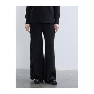 Pantalones de Cintura Alta y Pierna Ancha con Detalle de Tela Trenzada y Función Antipilling - Product Image 6