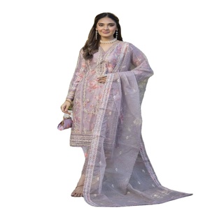 Venta de liquidación Vestido de fiesta para mujer Dr Haris Organza Shalwar Kamez Dupata Estilo indio pakistaní al por mayor - Product Image 1