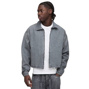 Veste en jean épaisse décontractée rétro pour homme, broderie vintage, coupe-vent et respirante, délavage foncé, style streetwear, directement de l'usine OEM - Product Image 1