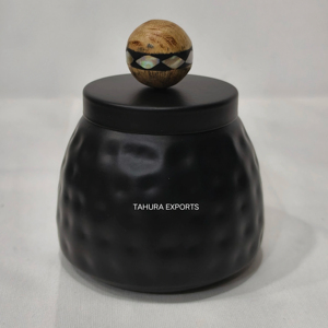New Look Hammered Look Round Tabletop Container For Storage Handmade Black Multipurpose Box Storage Box Kitchenware Decorative - Product Image 1