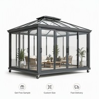 Invernadero Móvil Plegable con Marco de Aleación de Aluminio y Doble Vidrio Templado para Patio, Terraza o Jardín de Villa