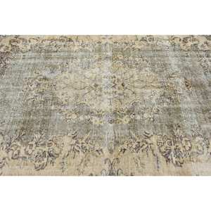 Alfombra de área turca vintage de 6x9 pies, beige y marrón diseño clásico de retazos, rectángulo de lana grande con respaldo de látex para habitación de adolescentes - Product Image 5