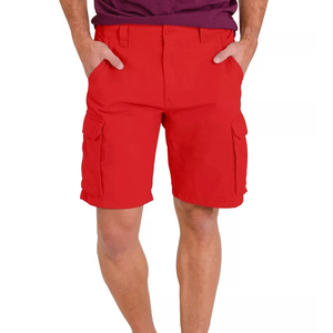 Short cargo rouge en coton de qualité supérieure coupe régulière décontracté conçu pour l'été short cargo pour hommes - Product Image 3