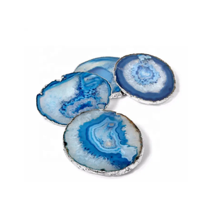 Posavasos de cristal de alta calidad para uso de regalo, posavasos artesanales de piedra de ágata azul cielo para beber, curación de piedra Natural - Product Image 4