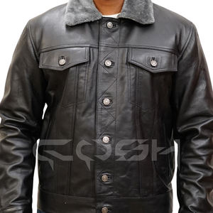 Bulk Order Unisex Black Leather <b>Jacket</b> ODM/OEM Manufacturer Custom Zipper & Button Closure Styles Available - Product Image 5